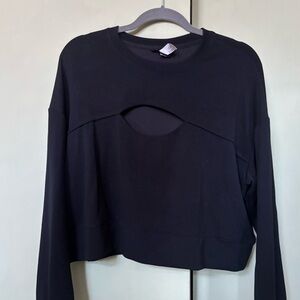 Women's Black Cutout Long-Sleeve Top